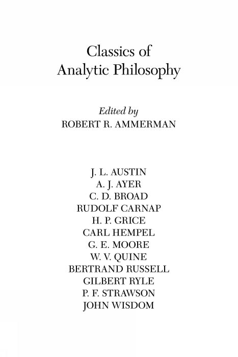 Classics of Analytic Philosophy