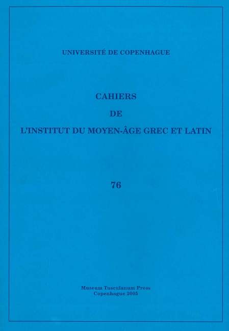 Cahiers de l'Institut du Moyen-Âge Grec et Latin