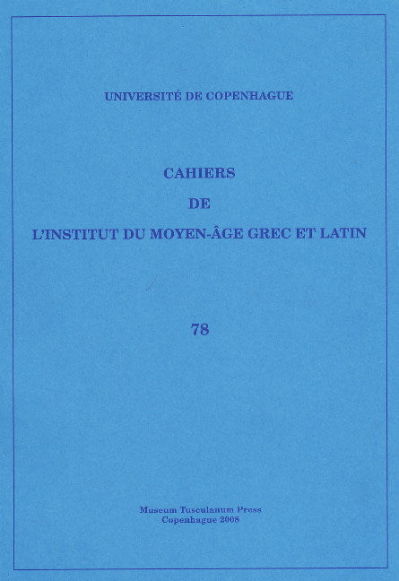 Cahiers de l'Institut du Moyen-Âge Grec et Latin