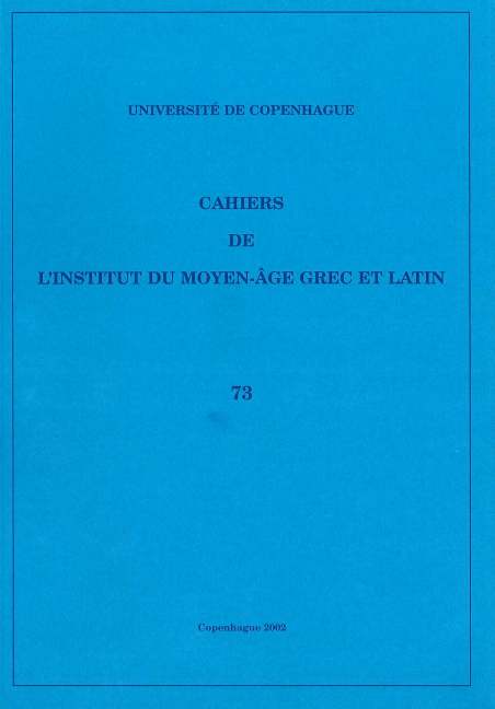 Cahiers de l'Institut du Moyen-Âge Grec et Latin