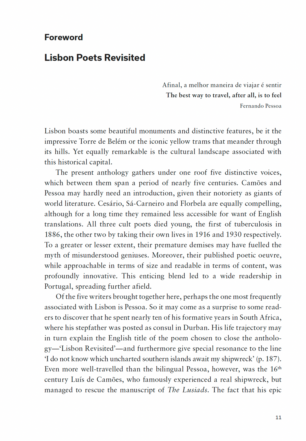 Lisbon Poets. Camões, Cesário, Sá-Carneiro, Florbela, Pessoa