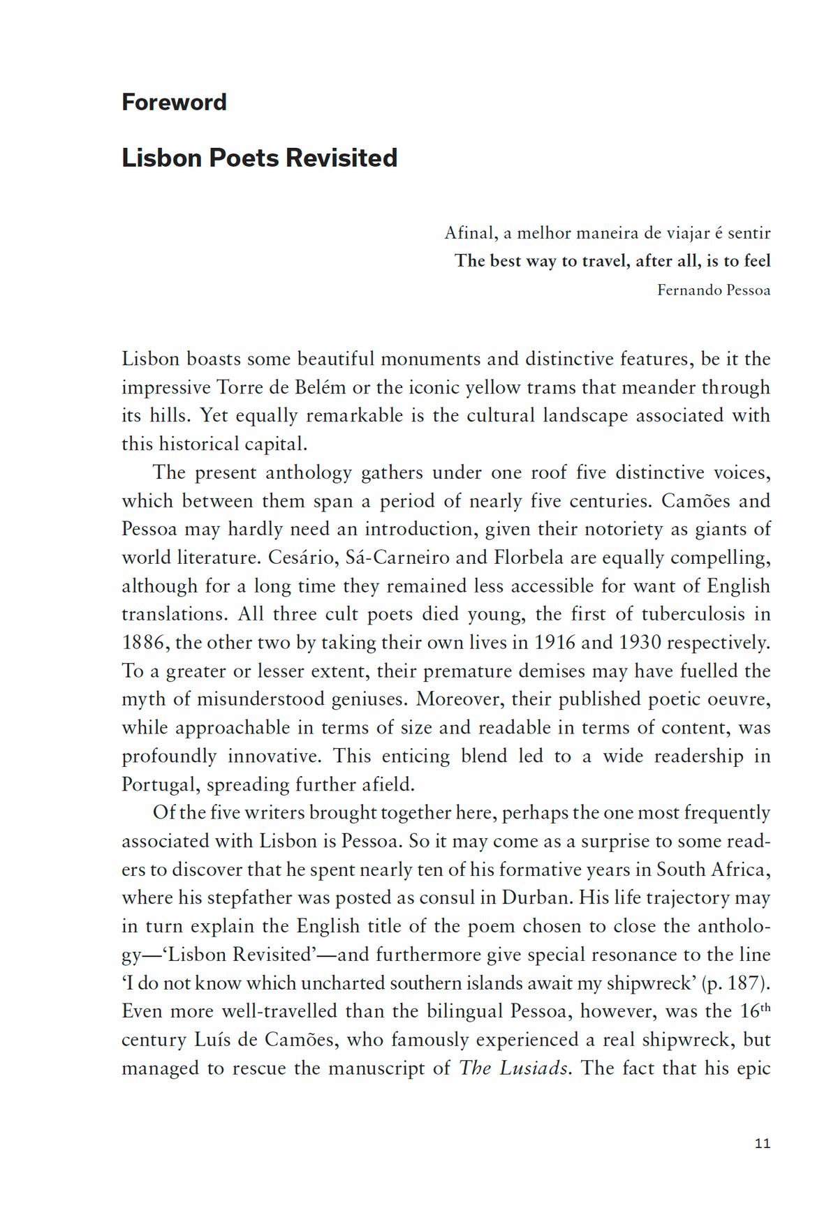 Lisbon Poets. Camões, Cesário, Sá-Carneiro, Florbela, Pessoa