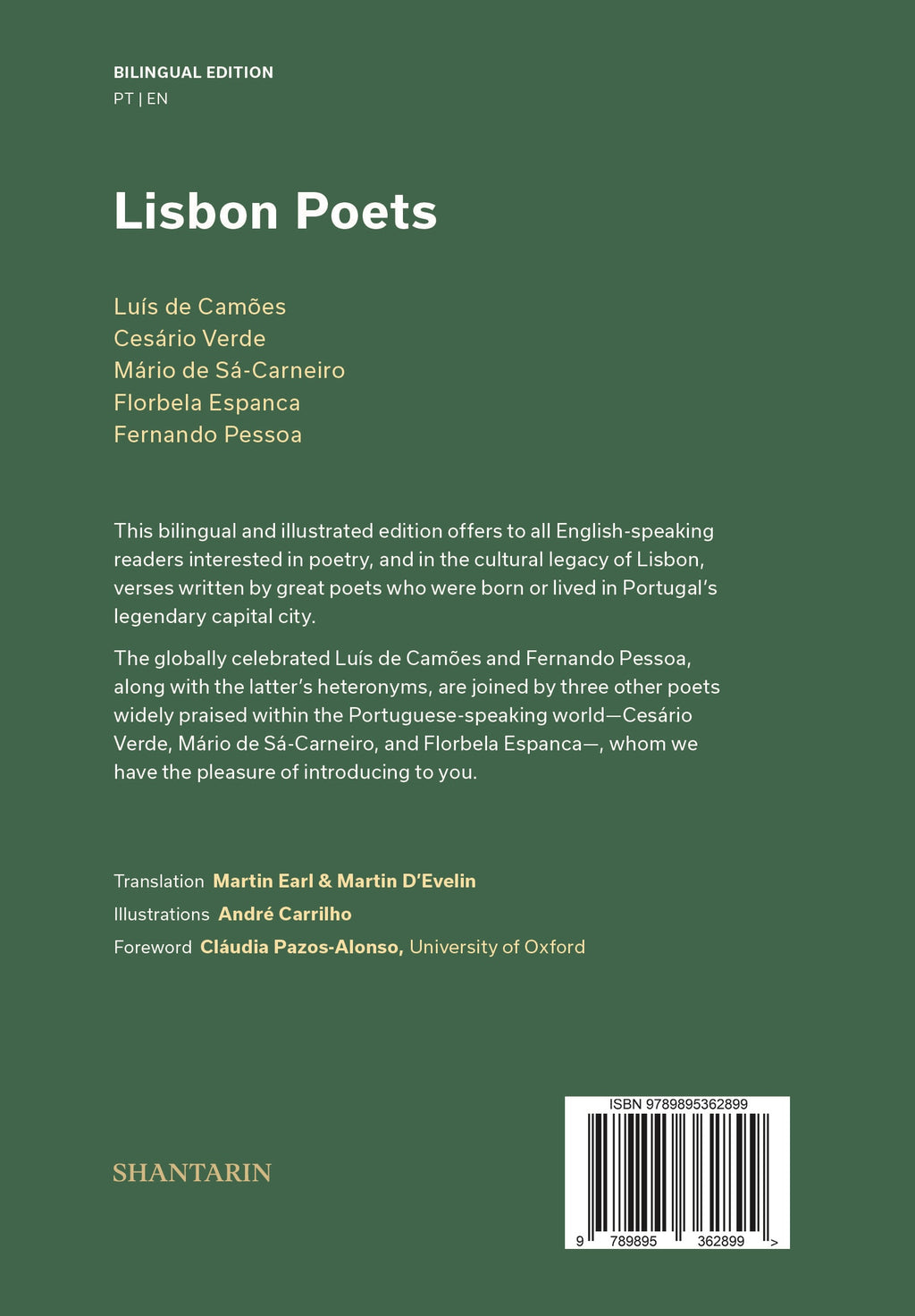 Lisbon Poets. Camões, Cesário, Sá-Carneiro, Florbela, Pessoa